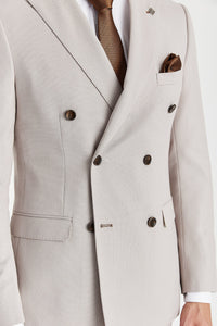 Heren Stone Birdseye Double Breasted Blazer
