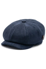 Vintage suède 8-panel klassieke Gatsby Baker Boy pet voor heren - Marineblauw