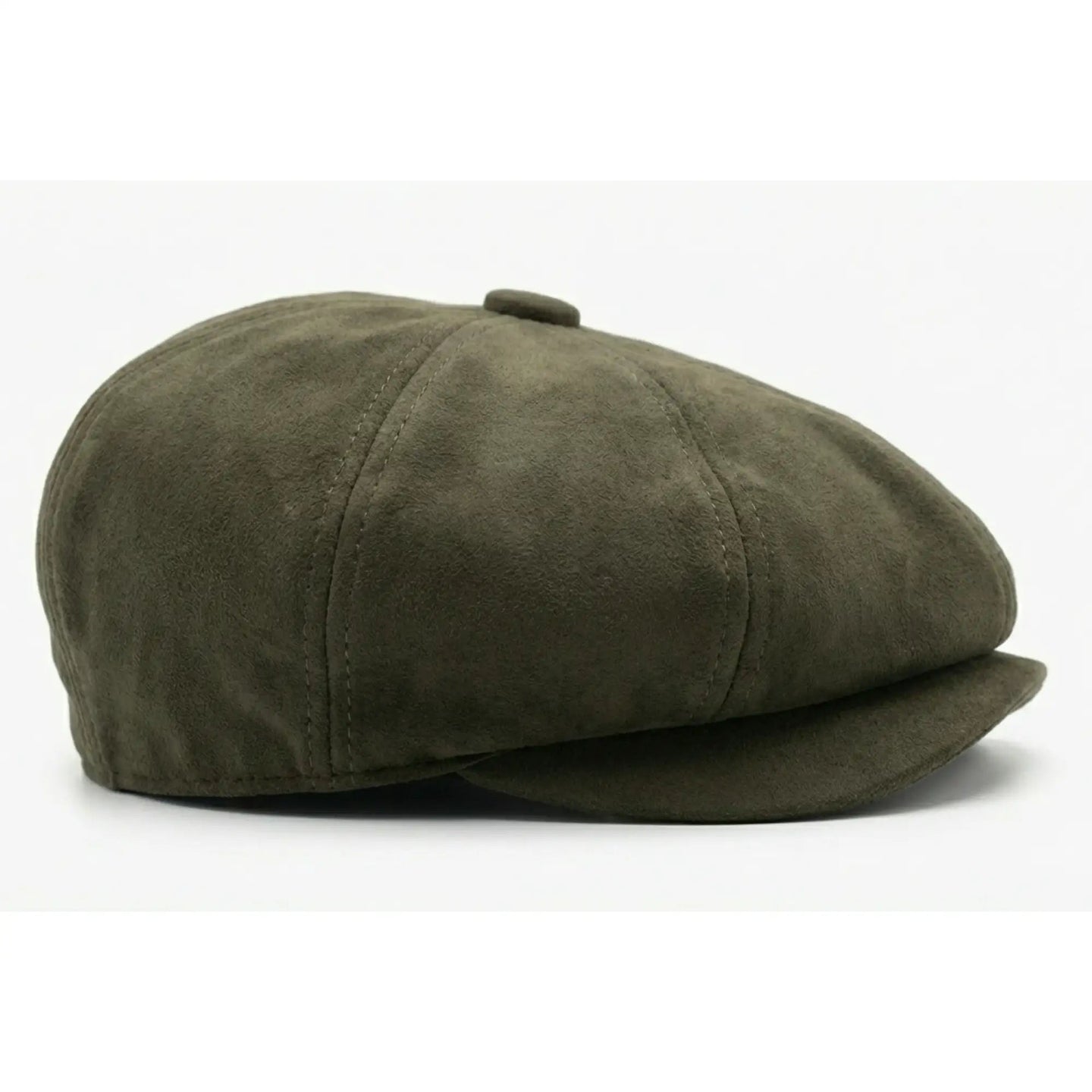 Vintage suède 8-panel klassieke Gatsby Baker Boy pet voor heren - Olijfgroen