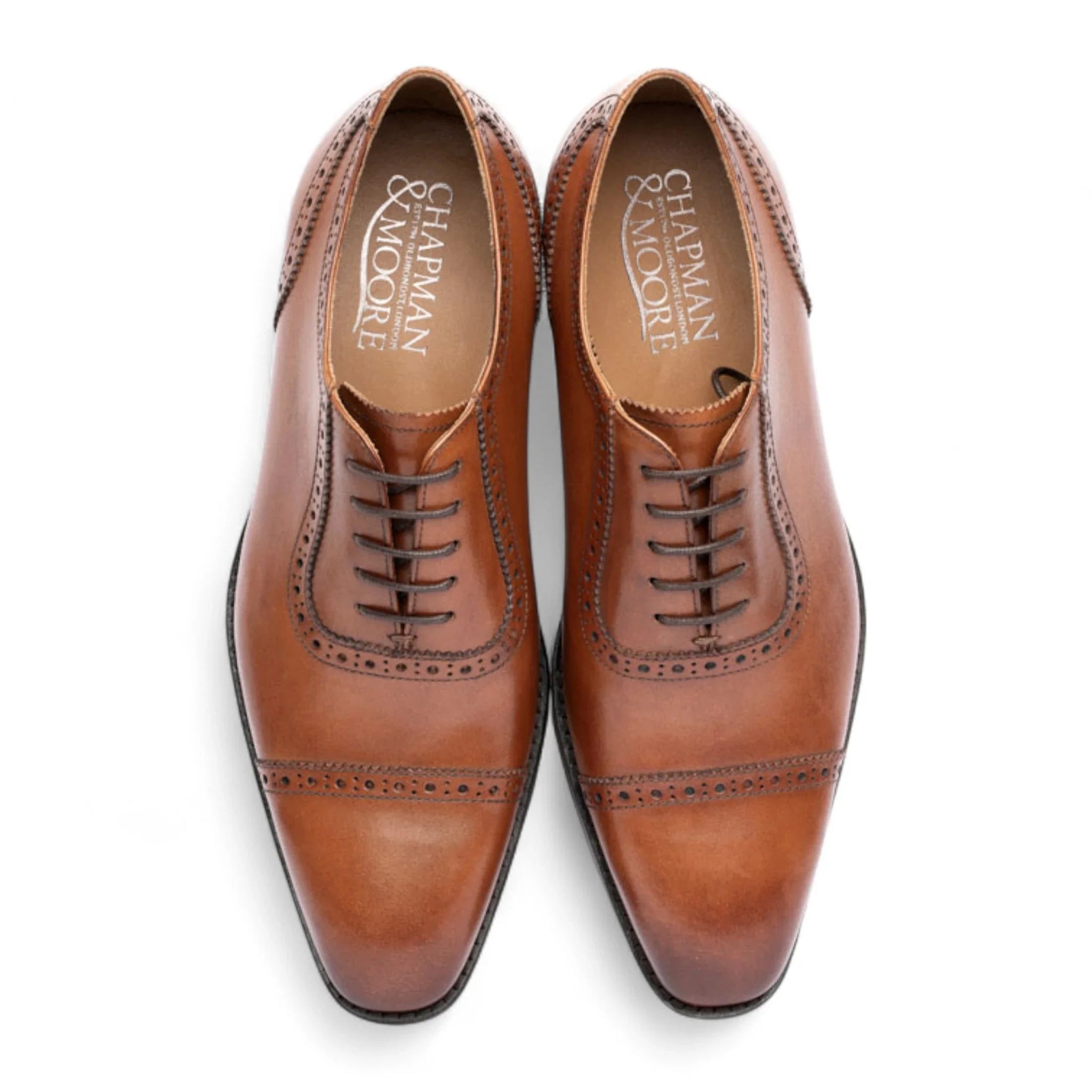Herenschoenen van lichtbruin leer met neuskap (Oxford-model)