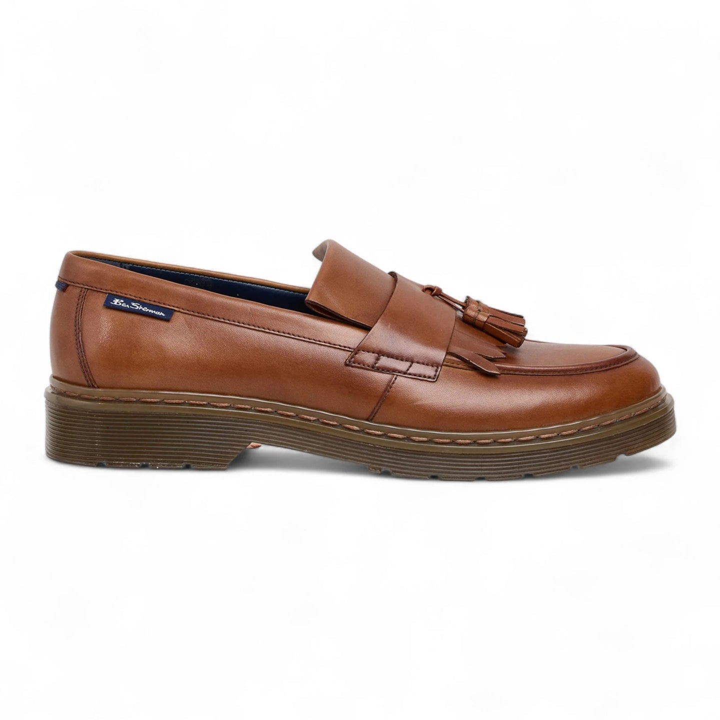 Heren loafers van bruin leer met dikke zool en kwastjes