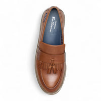Heren loafers van bruin leer met dikke zool en kwastjes