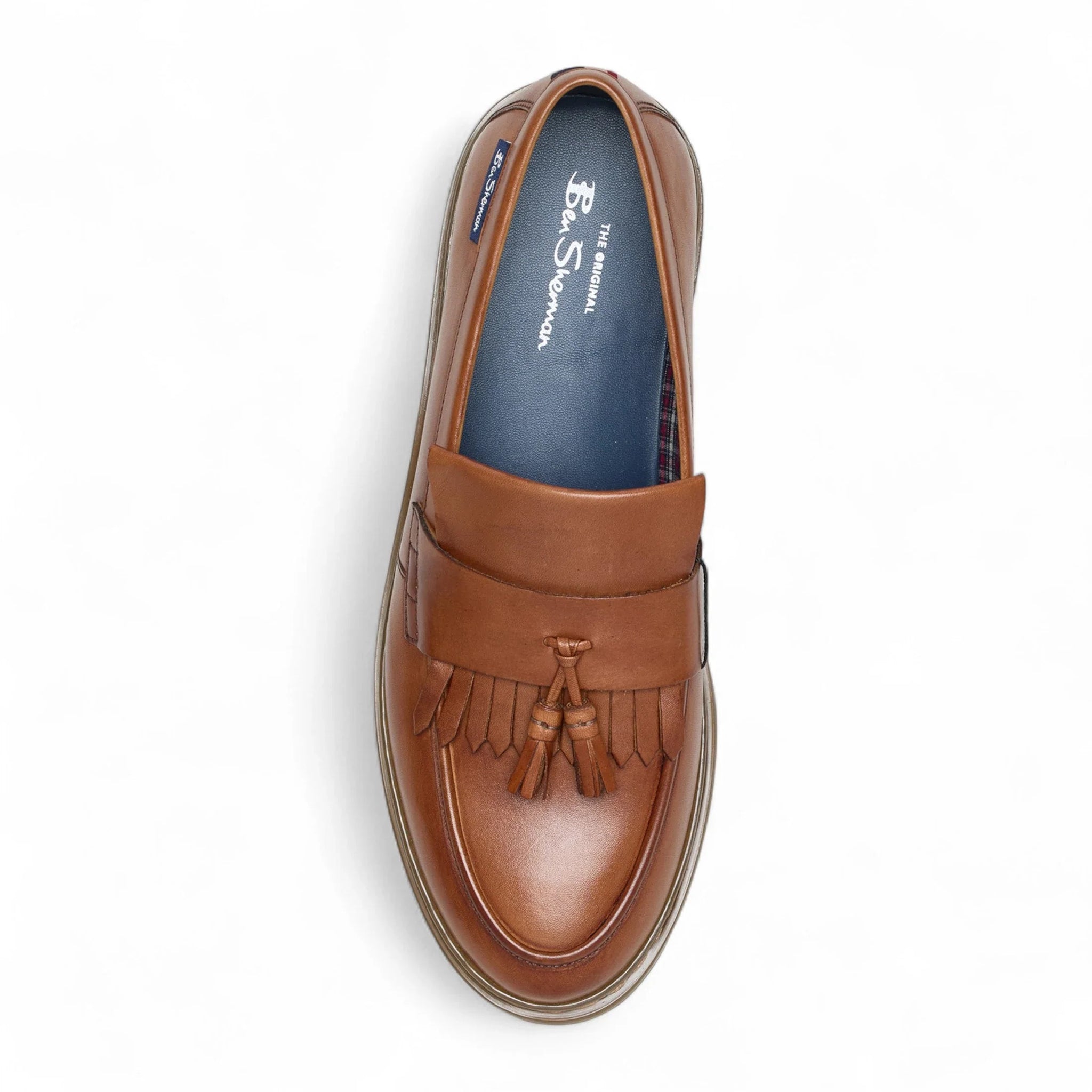 Heren loafers van bruin leer met dikke zool en kwastjes