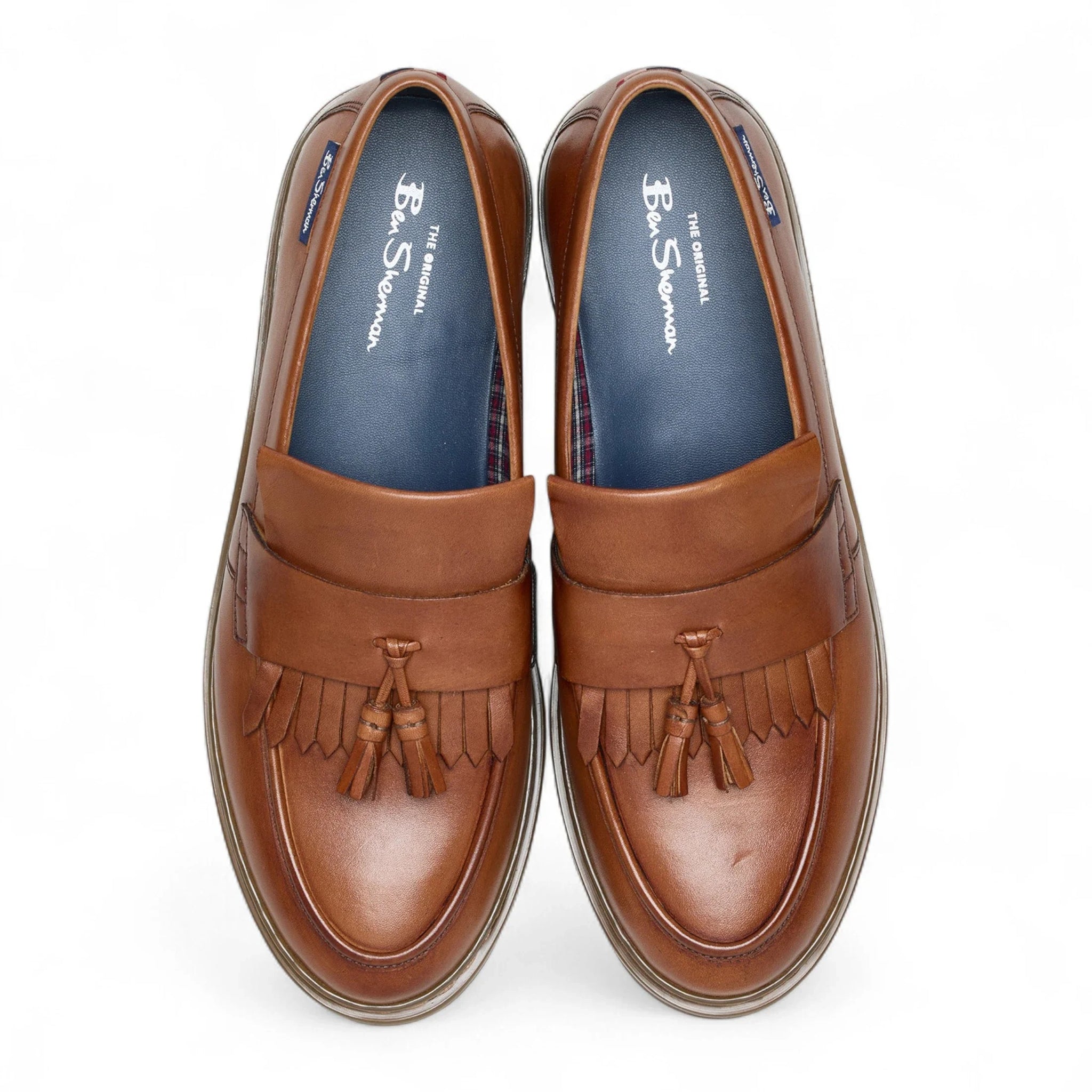 Heren loafers van bruin leer met dikke zool en kwastjes