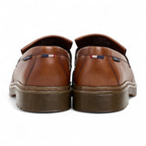 Heren loafers van bruin leer met dikke zool en kwastjes