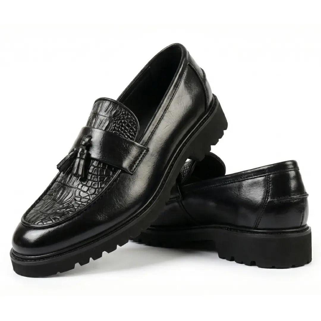 Heren loafers met kwastjes en profielzool