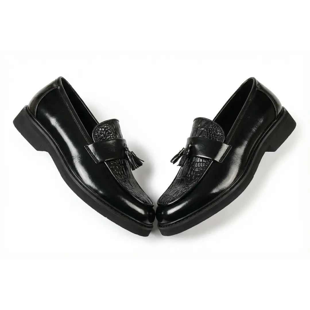 Heren loafers met kwastjes en profielzool