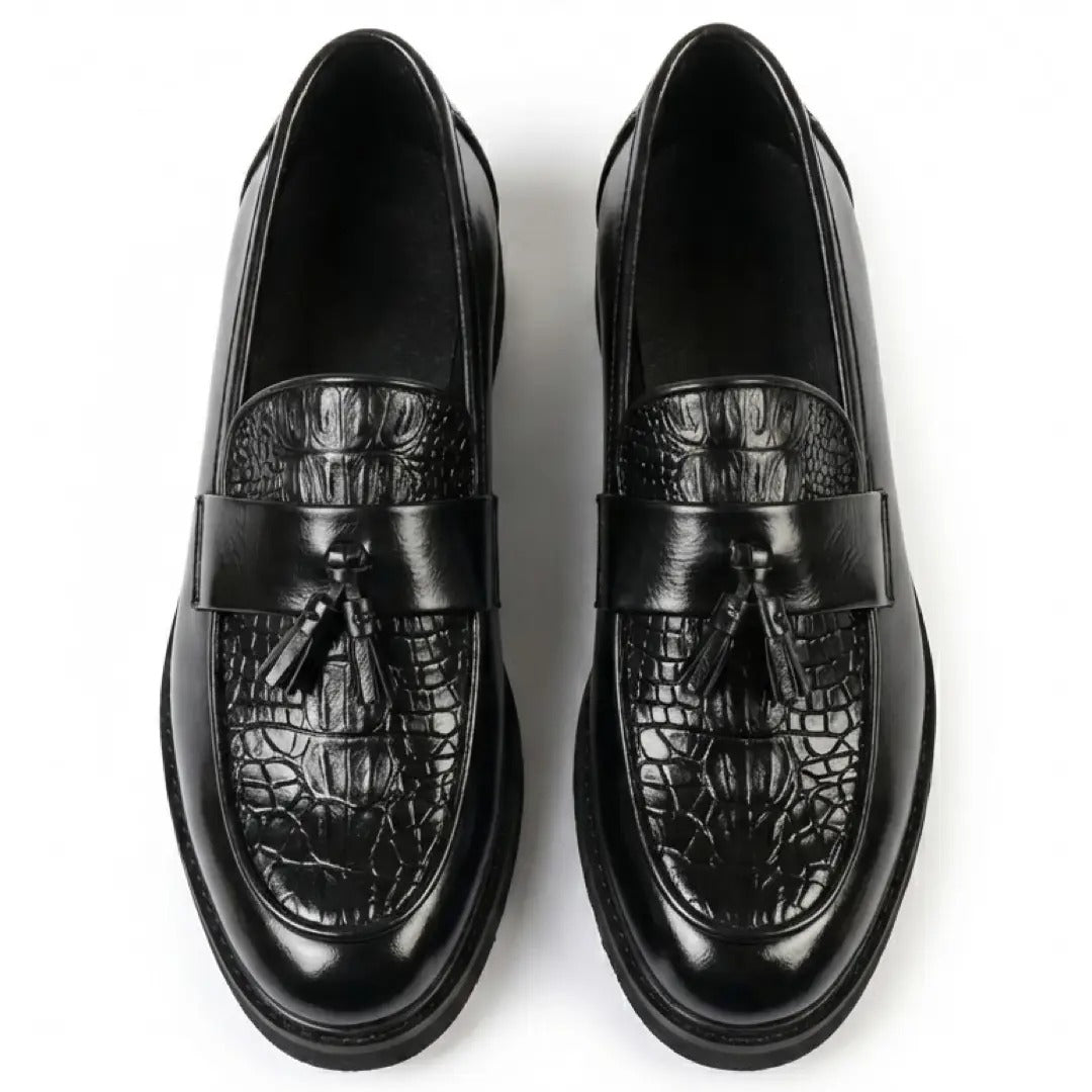 Heren loafers met kwastjes en profielzool