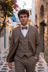 Taupekleurige tweed vlinderdas voor heren