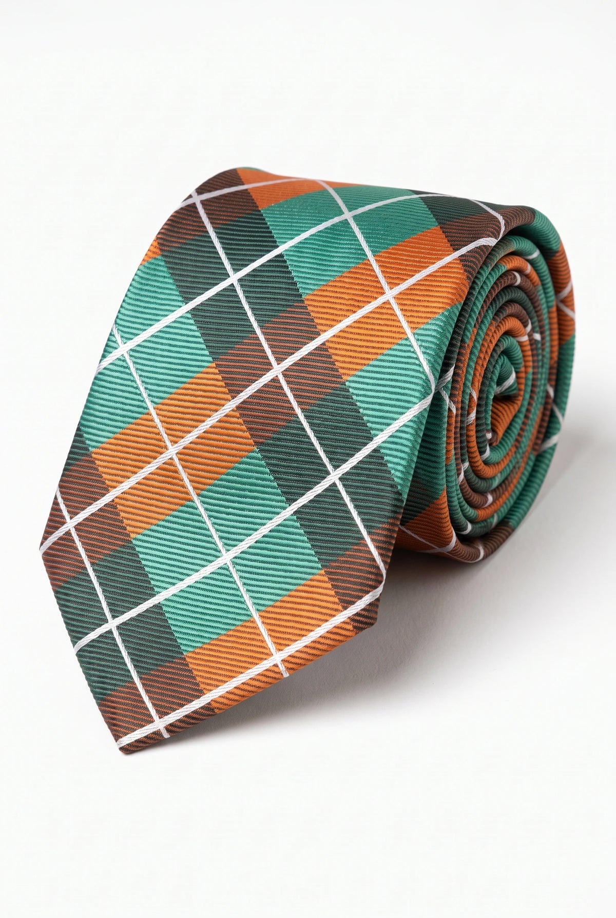 Heren stropdas met turquoise ruitjespatroon