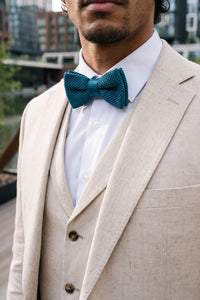 Gebreide vlinderdas voor heren in turquoise