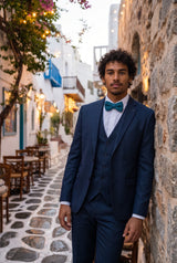 Gebreide vlinderdas voor heren in turquoise