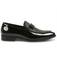 Heren loafers met textuur aan de voorkant en iconische gesp en strik