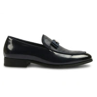 Heren loafers met textuur aan de voorkant en iconische gesp en strik