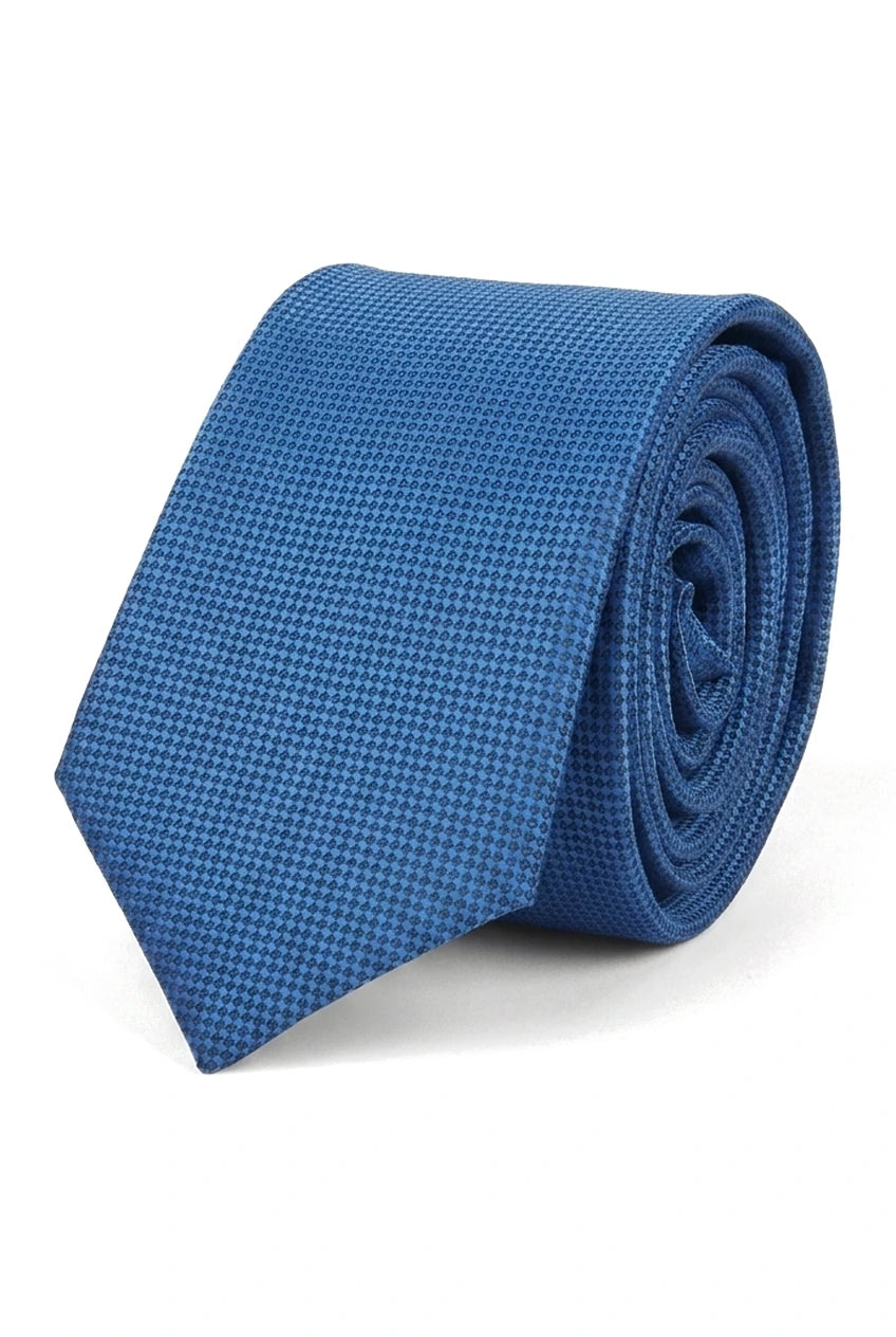 Herenstropdas met vierkante zak, formele effen stropdas - blauw