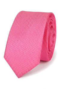 Herenstropdas met vierkante zak, formele effen stropdas - fuchsia