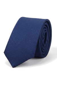 Herenstropdas met vierkante zak, formele effen stropdas - marineblauw
