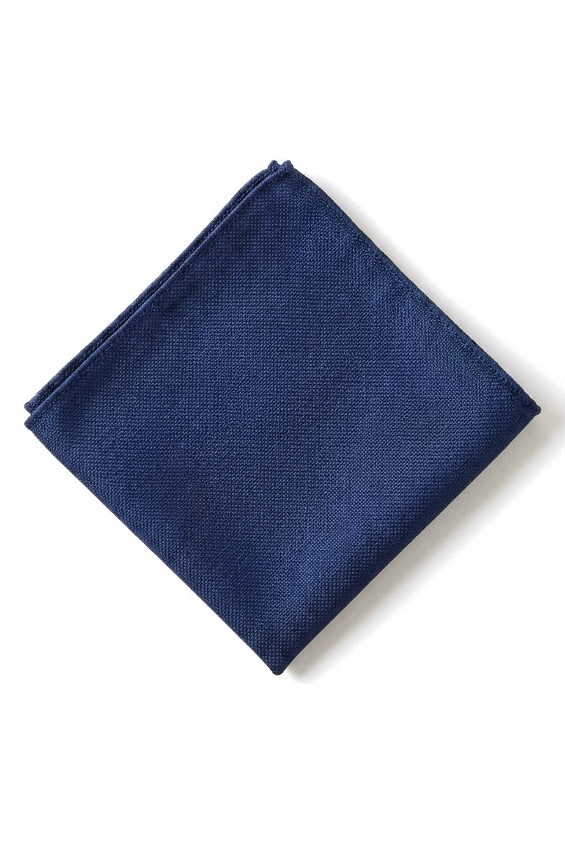 Herenstropdas met vierkante zak, formele effen stropdas - marineblauw