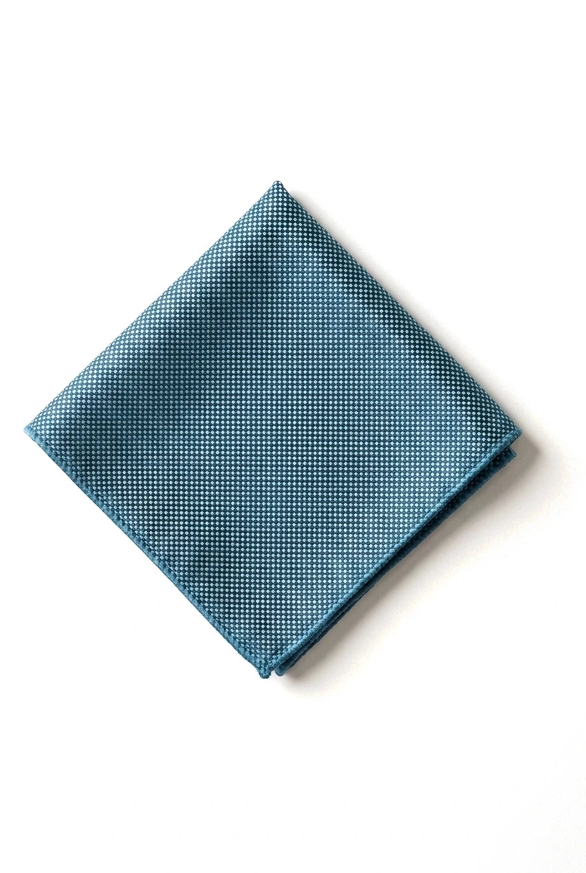 Herenstropdas met vierkante zak, formele effen stropdas - turquoise