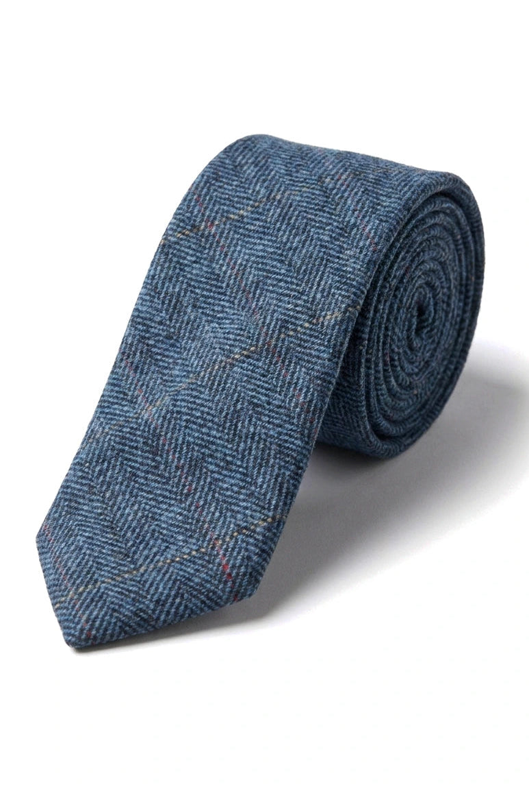 Heren Tweed Herringbone Textuur Marc Darcy Stropdassen Klassiek Vintage Retro Deon
