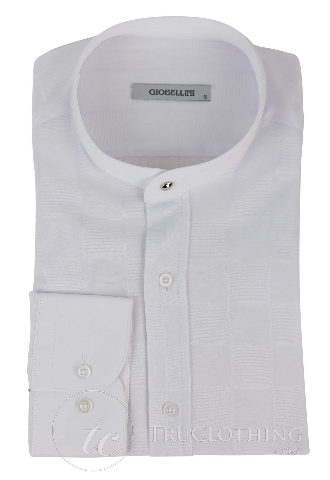 Mens Vintage Check Pattern Shirt with Removable Collar