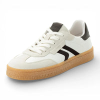 Witte leren sneakers voor heren met zwarte strepen