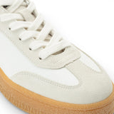 Witte leren sneakers voor heren met zwarte strepen