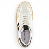 Witte leren sneakers voor heren met zwarte strepen