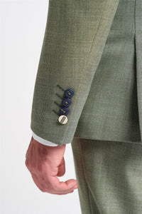 Heren 3-delig pak in saliegroen, zomers linnen, op maat gemaakt, bruiloft, gala, klassiek