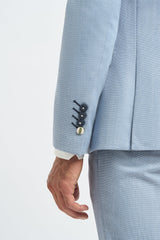 Heren 3-delig pak lichtblauw zomer linnen op maat bruiloft gala klassiek