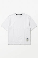 Wit heren T-shirt met relaxte pasvorm, onafgewerkte randen, katoenmix, ronde hals.