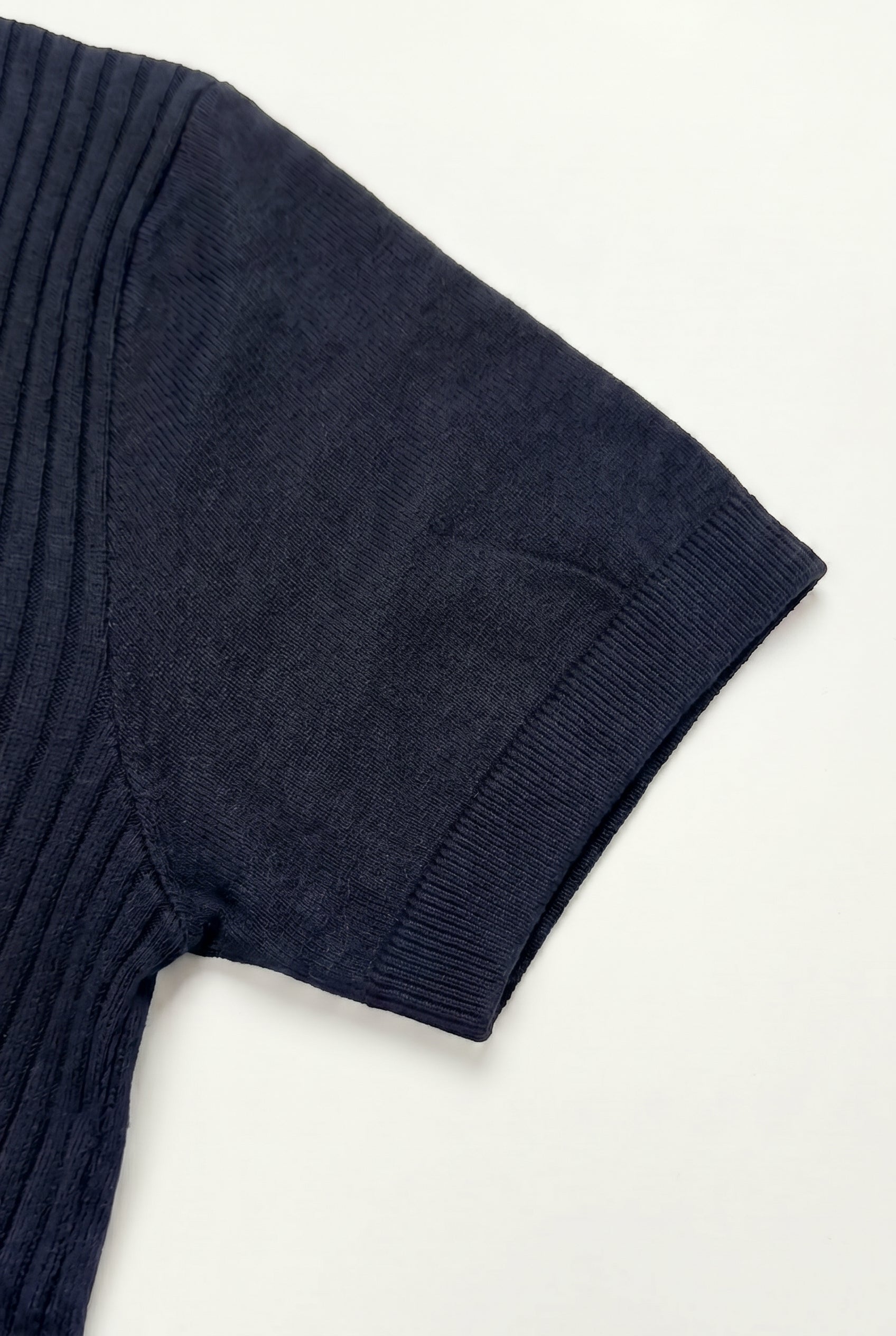 Marineblauwe gebreide polo met rits voor heren