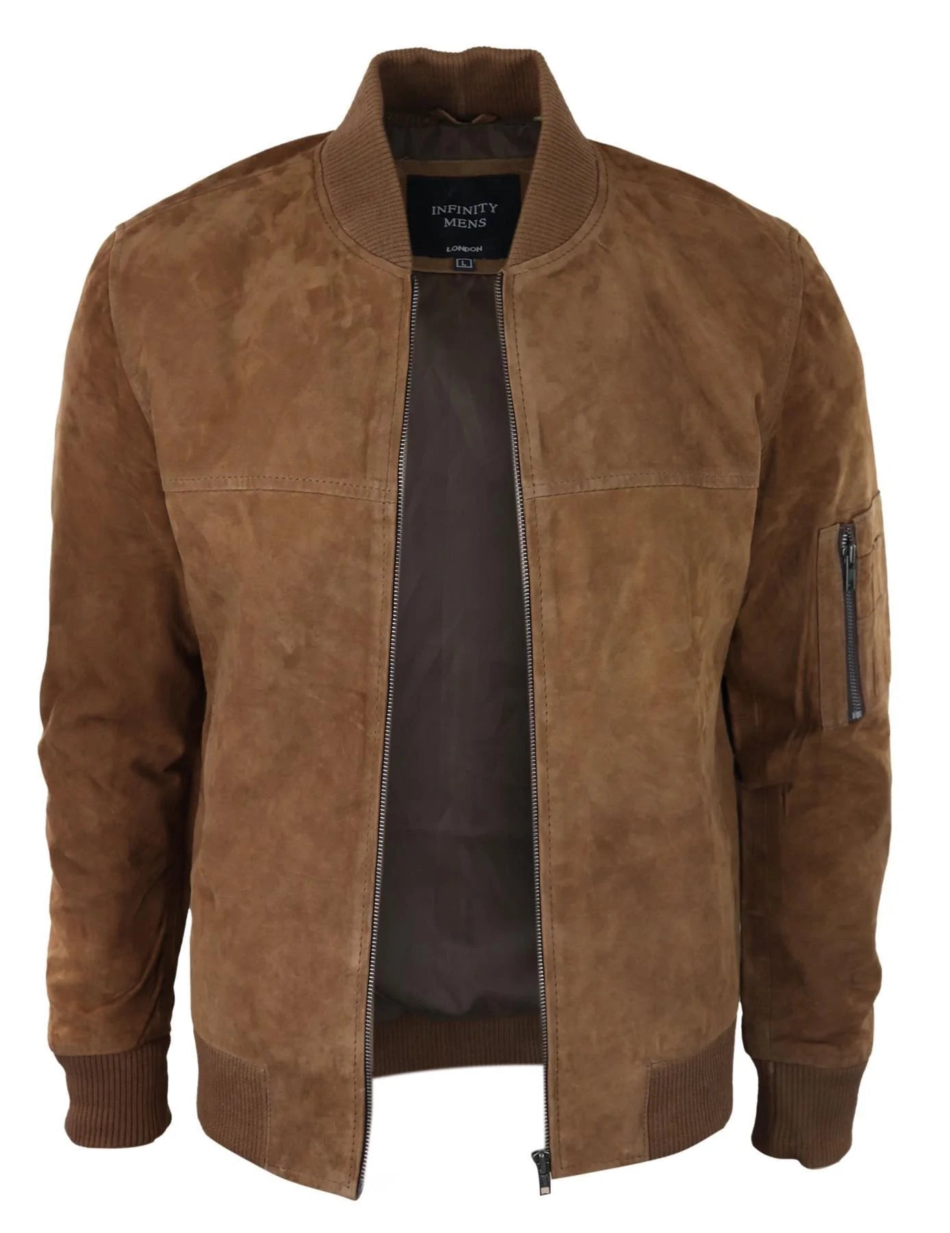 Varsity Suede Leren Bomberjack voor heren, bruin, 3XL Varsity Suede Leren Bomberjack voor heren, bruin, 3XL