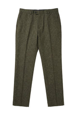 Oscar - Heren olijfgroene wolmix tweed broek