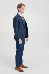 Scott heren blauw 3-delig tweed geruit pak