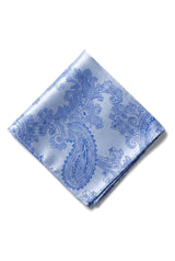 Paisley hals blauwe stropdas cadeauset pochet manchetknopen bloemen satijn
