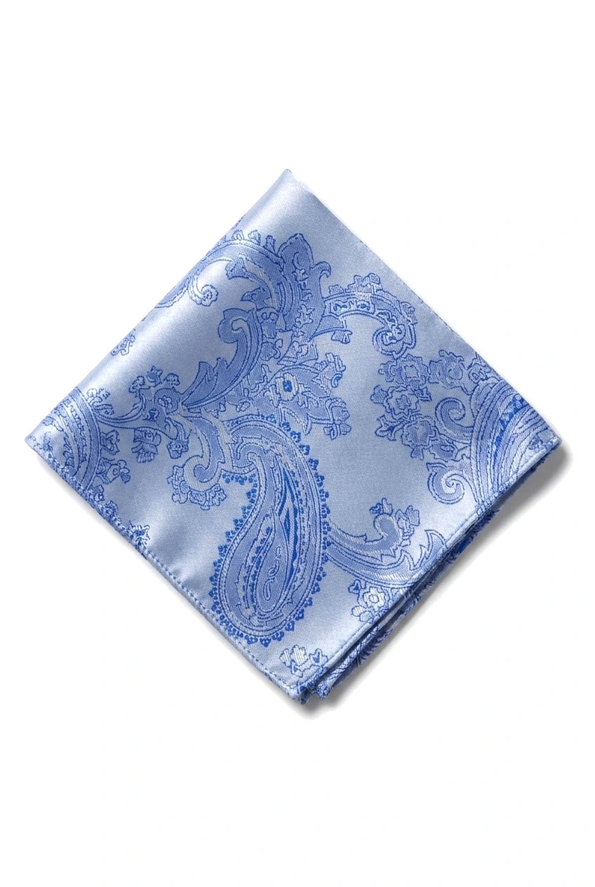 Paisley hals blauwe stropdas cadeauset pochet manchetknopen bloemen satijn