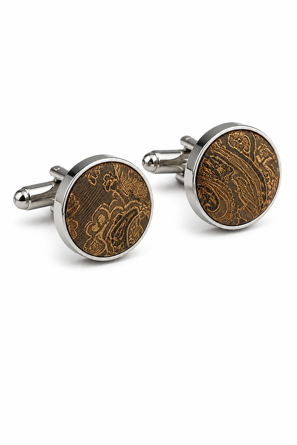 Paisley nek bronzen stropdas cadeauset pochet manchetknopen stropdas bloemen satijn