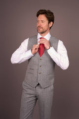 Heren grijs klassiek geruit slim fit 3-delig pak