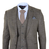 Heren Tan Brown Classic Check Slim Fit 3-delig pak