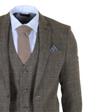 Heren Tan Brown Classic Check Slim Fit 3-delig pak