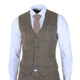 Heren Tan Brown Classic Check Slim Fit 3-delig pak