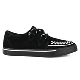 Puntige Creeper sneakers in zwart-wit suède met platformzool