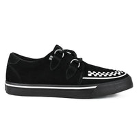 Puntige Creeper sneakers in zwart-wit suède met platformzool