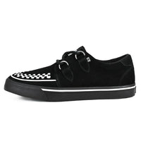 Puntige Creeper sneakers in zwart-wit suède met platformzool