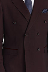 Regent - Brugundy geruite double-breasted blazer voor heren