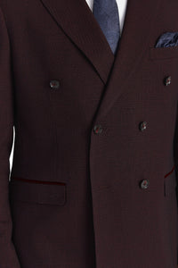 Regent - Brugundy geruite double-breasted blazer voor heren