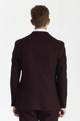 Regent - Brugundy geruite double-breasted blazer voor heren