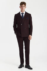 Regent - Brugundy geruite double-breasted blazer voor heren
