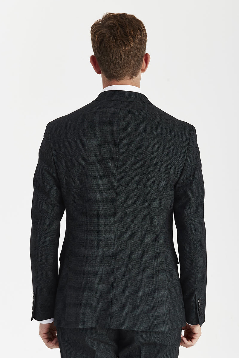 Regent - Groen geruite double-breasted blazer voor heren